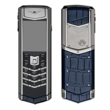 Vertu Signature S Design Stainless Steel Blue Crocodile Leather