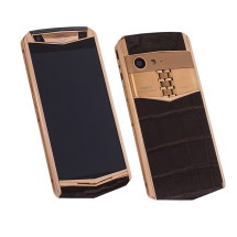 Vertu Aster P Stainles Gold Brown Crocodile Leather Exclusive