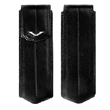 Black Leather Vertical Case With Silver